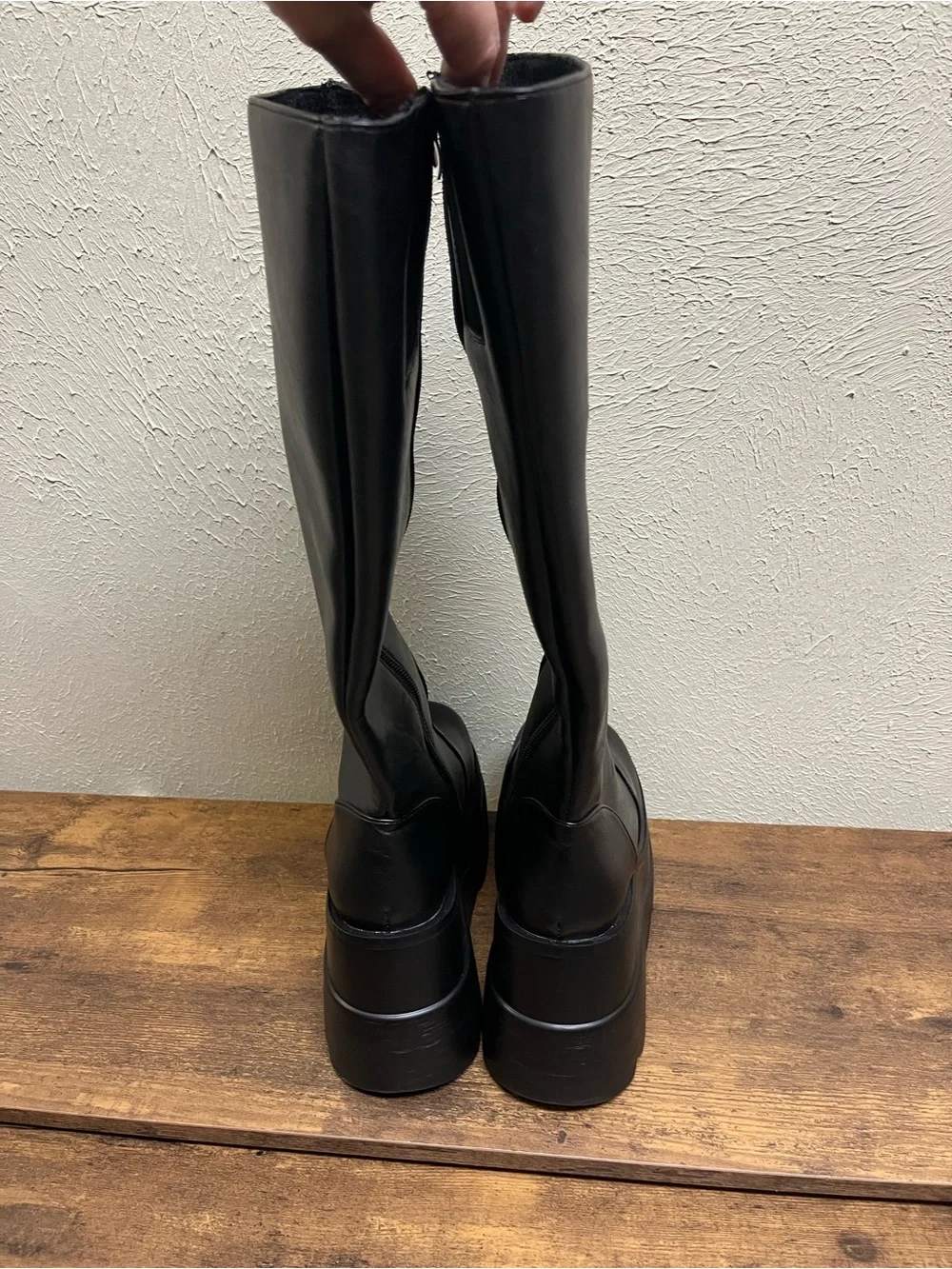 Black Platform Knee High Boots Women’s Size 7 Punk Goth Whimsigoth Witchy Rock